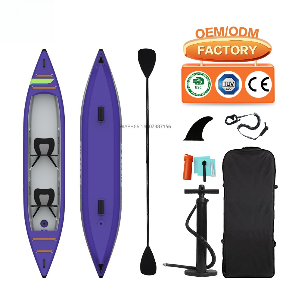 Inflatable Kayak 3 Person - Kajakfahren, Angeln, aufblasbar, 2-Personen-PVC-Tropfenboden, CE-zertifiziert, 3