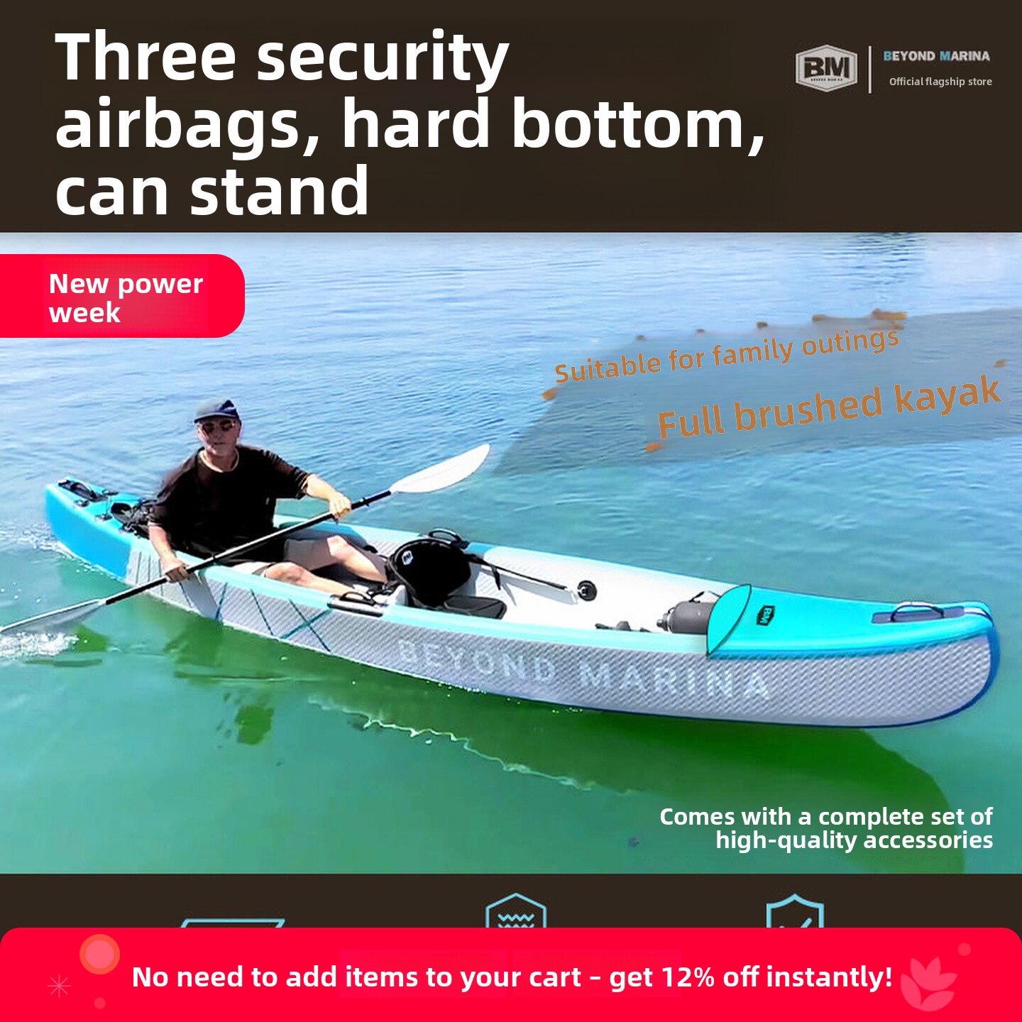 Inflatable Kayak 3 Person - Tragbares Aufblasbares Kajak für Meeresangeln mit