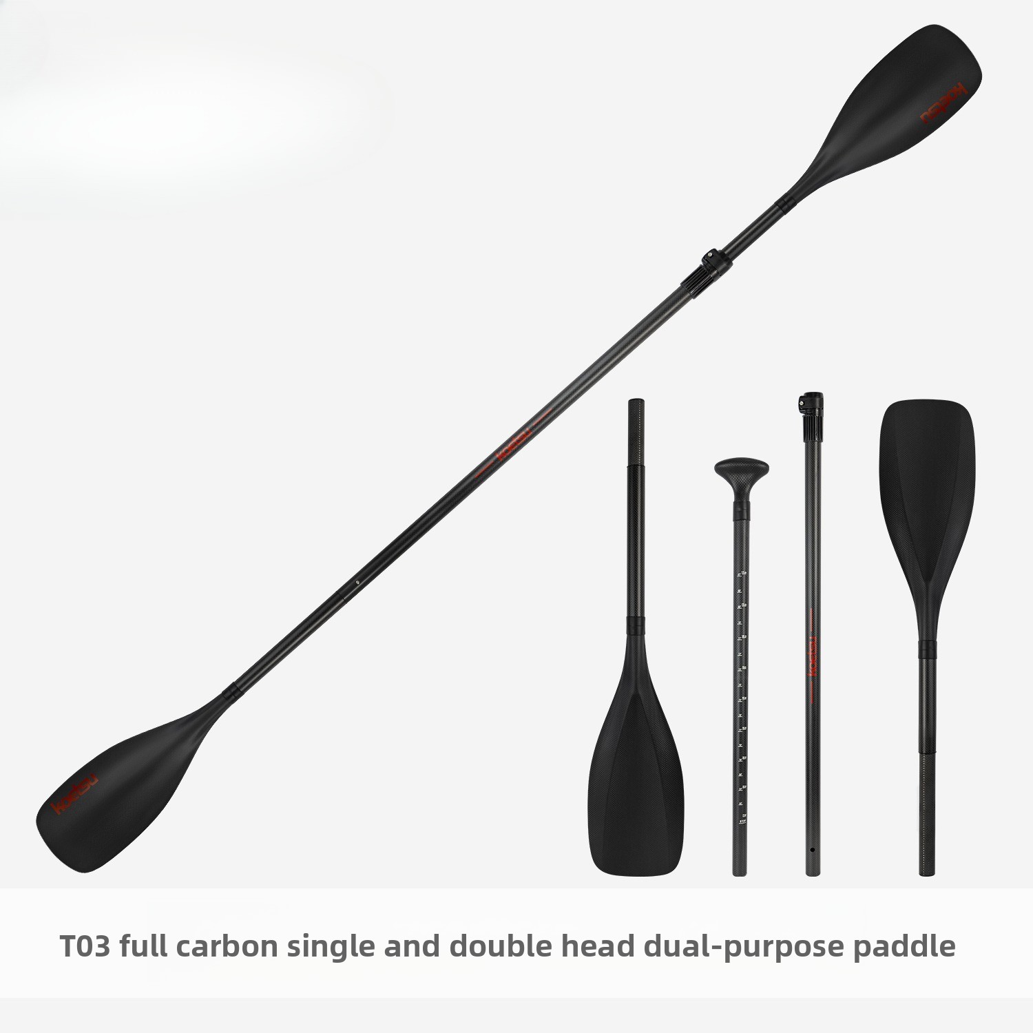 Paddle Board Backpack - Vollcarbon-Einzel- und Doppelkopf-Paddel für Kajak, SUP,