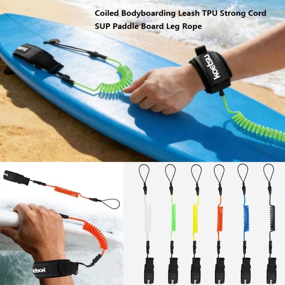 Paddle Board Leash Coiled - Neue elastische, dehnbare Bodyboarding-Leine, 120 cm,