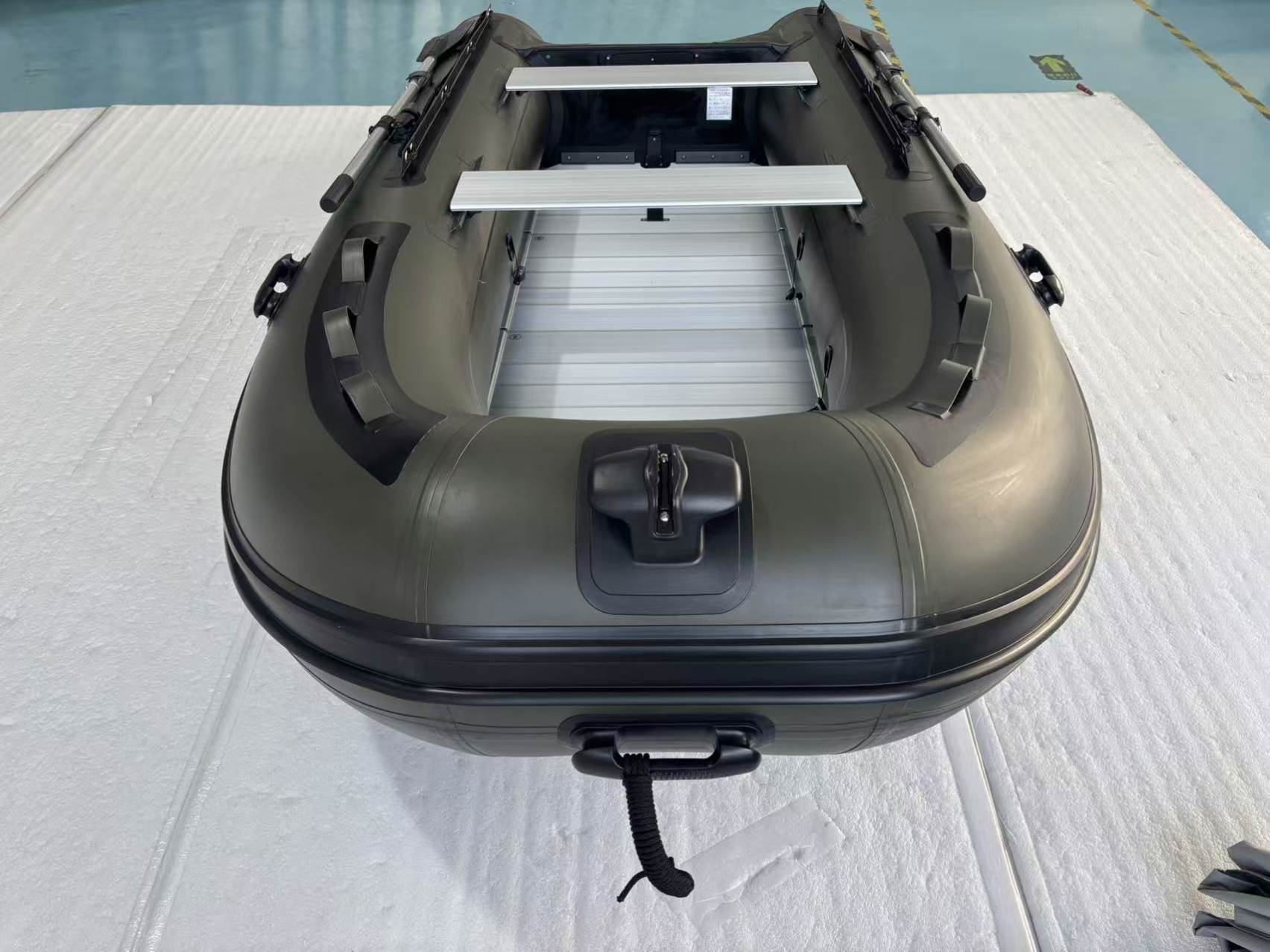 Inflatable Boat 4 Person - Aufblasbares PVC-Boot mit Aluminiumboden Olivgrün 3,2m