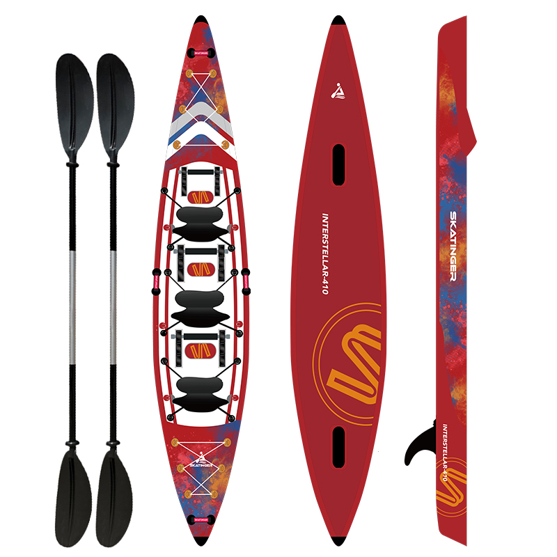 Inflatable Kayak 3 Person - Skatinger PVC Drop-Stitch-Material Leichtgewichtiges 3-Personen Aufblasbares