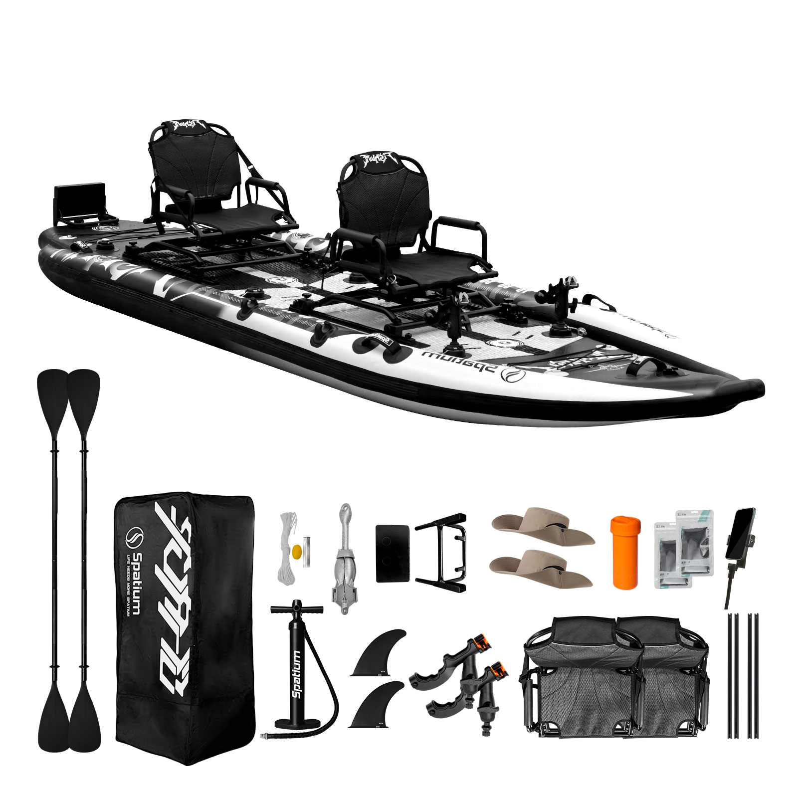 Kayak Inflatable 2 Person - Aufblasbares 2-Personen-Angel-Paddelboard, aufblasbares Wasserfahrrad, Tretboot, Kajak